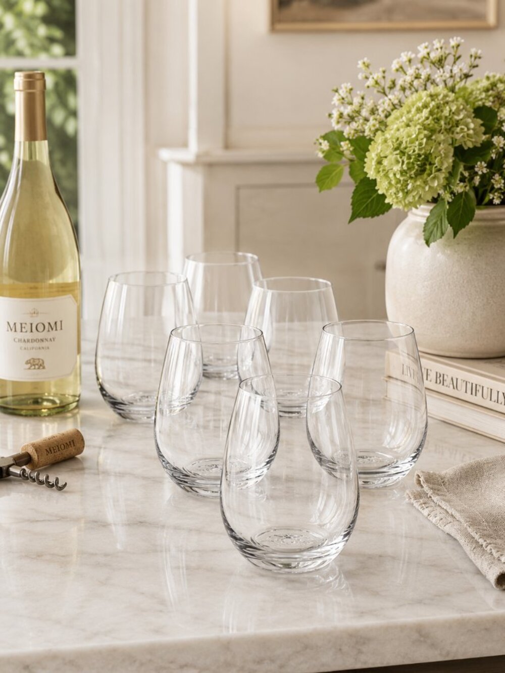 Stemless Wine Glasses | Set of 6 | 20 oz | NWOT | Crystal Clear | Modern